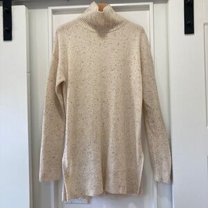 Ann Taylor Cashmere Ivory Beige Marled Tunic Sweater Size Small